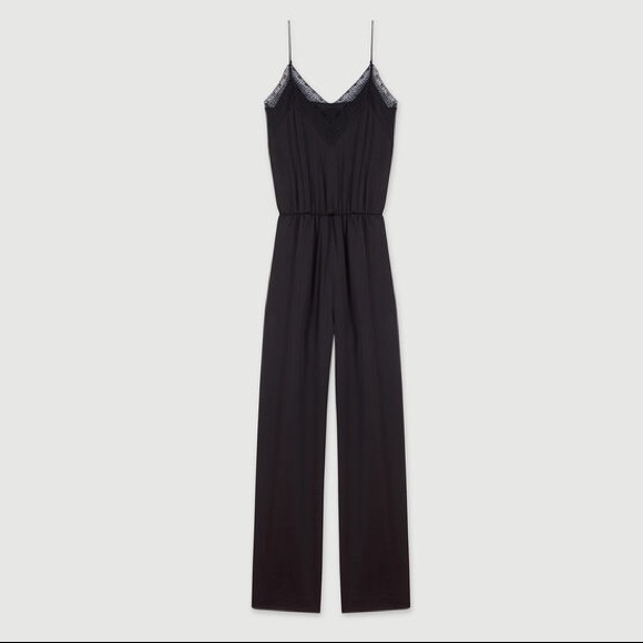 Maje Pants - NWT MAJE black satin jumpsuit/romper size 2